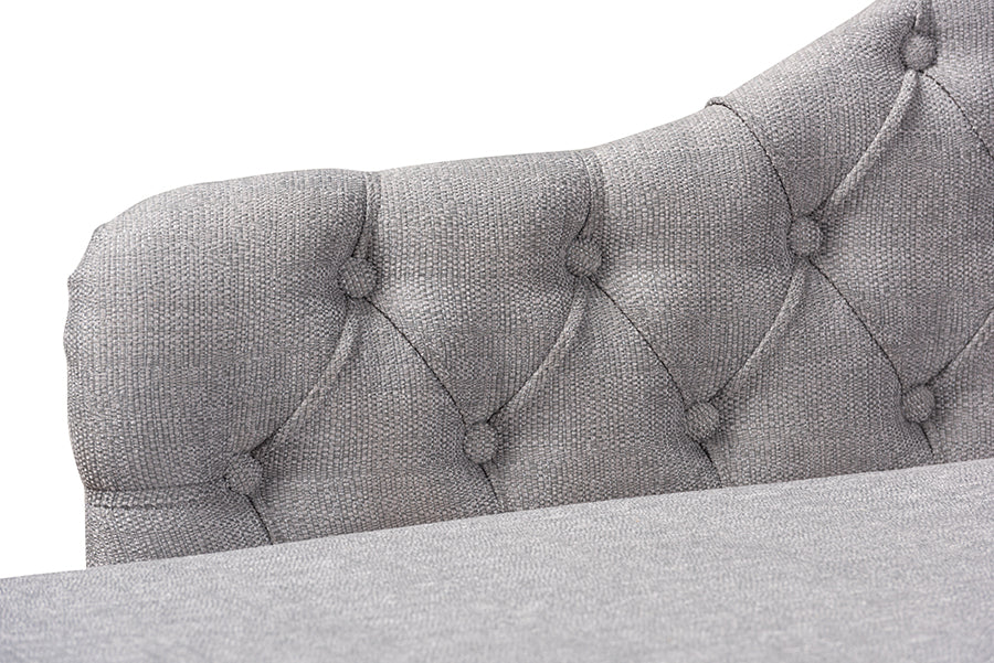 Emeline Modern and Contemporary Grey Fabric Upholstered Oak Finished Chaise Lounge