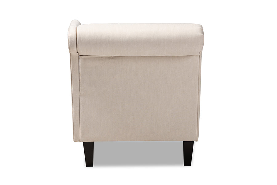 Florent Modern and Contemporary Beige Fabric Upholstered Black Finished Chaise Lounge