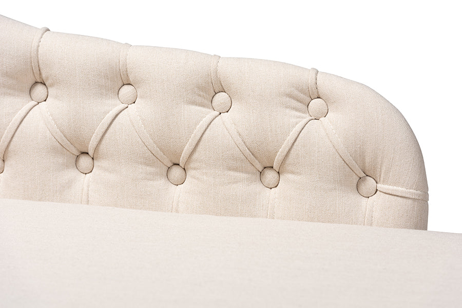 Florent Modern and Contemporary Beige Fabric Upholstered Black Finished Chaise Lounge
