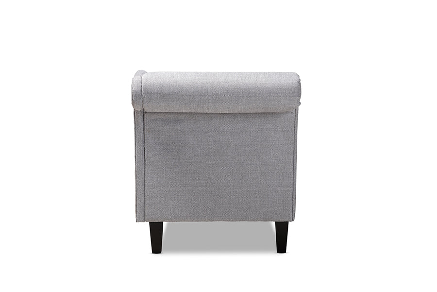Florent Modern and Contemporary Grey Fabric Upholstered Black Finished Chaise Lounge