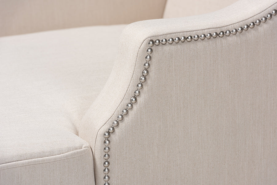 Leonie Modern and Contemporary Beige Fabric Upholstered Wenge Brown Finished Chaise Lounge