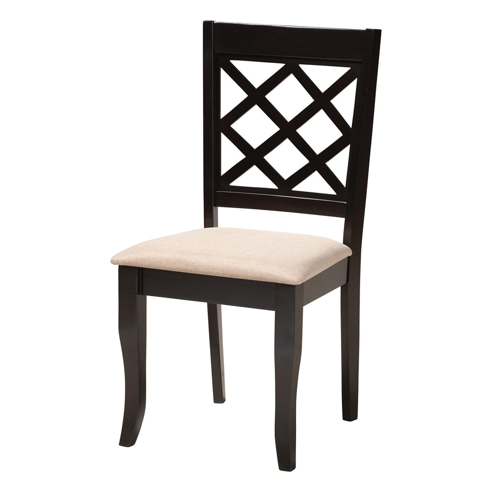 Selby Modern Sand Fabric and Dark Brown Wood 5-Piece Dining Set