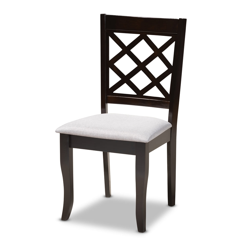 Verner Modern and Contemporary Grey Fabric Upholstered Espresso Brown Finished 5-Piece Wood Dining Set