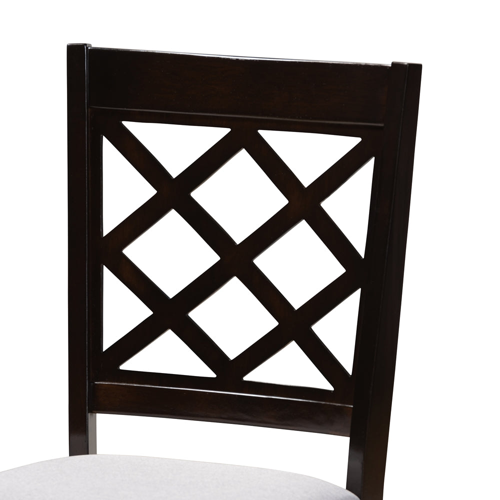 Verner Modern and Contemporary Grey Fabric Upholstered Espresso Brown Finished 5-Piece Wood Dining Set