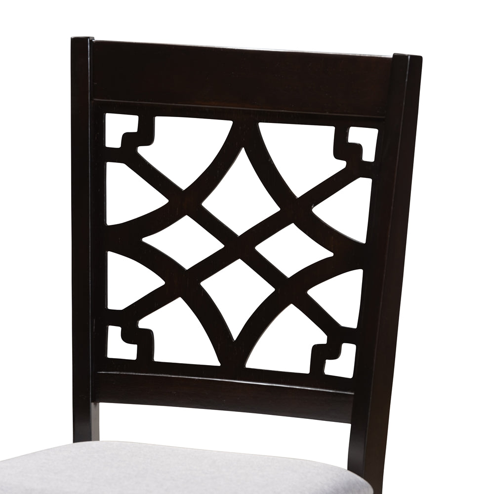 Mael Modern and Contemporary Grey Fabric Upholstered Espresso Brown Finished 5-Piece Wood Dining Set