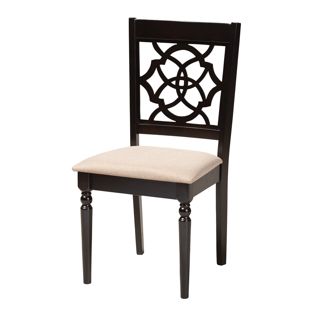 Sadie Modern Beige Fabric and Espresso Brown Finished Wood 5-Piece Dining Set