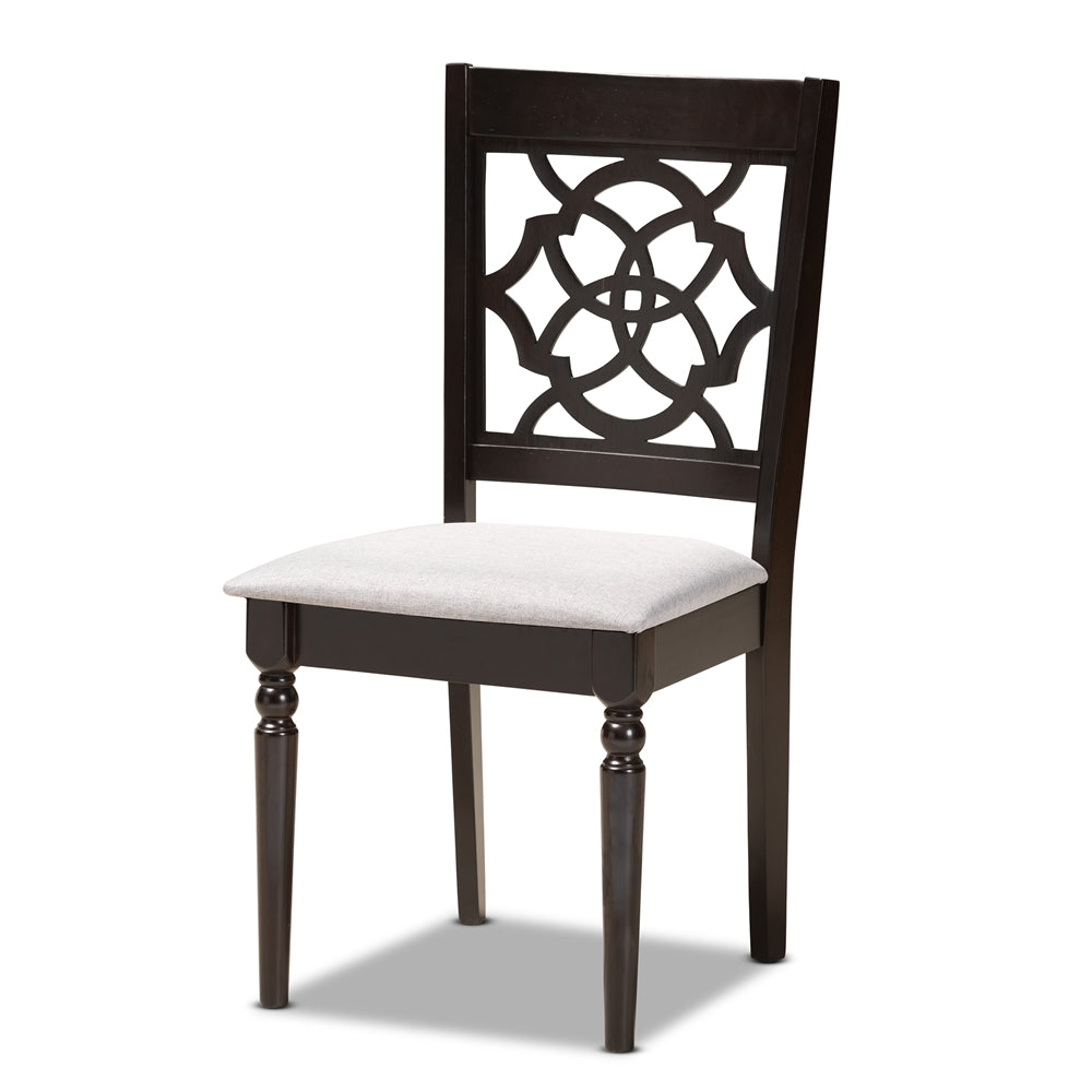 Alma Modern and Contemporary Grey Fabric Upholstered and Dark Brown Finished Wood 5-Piece Dining Set