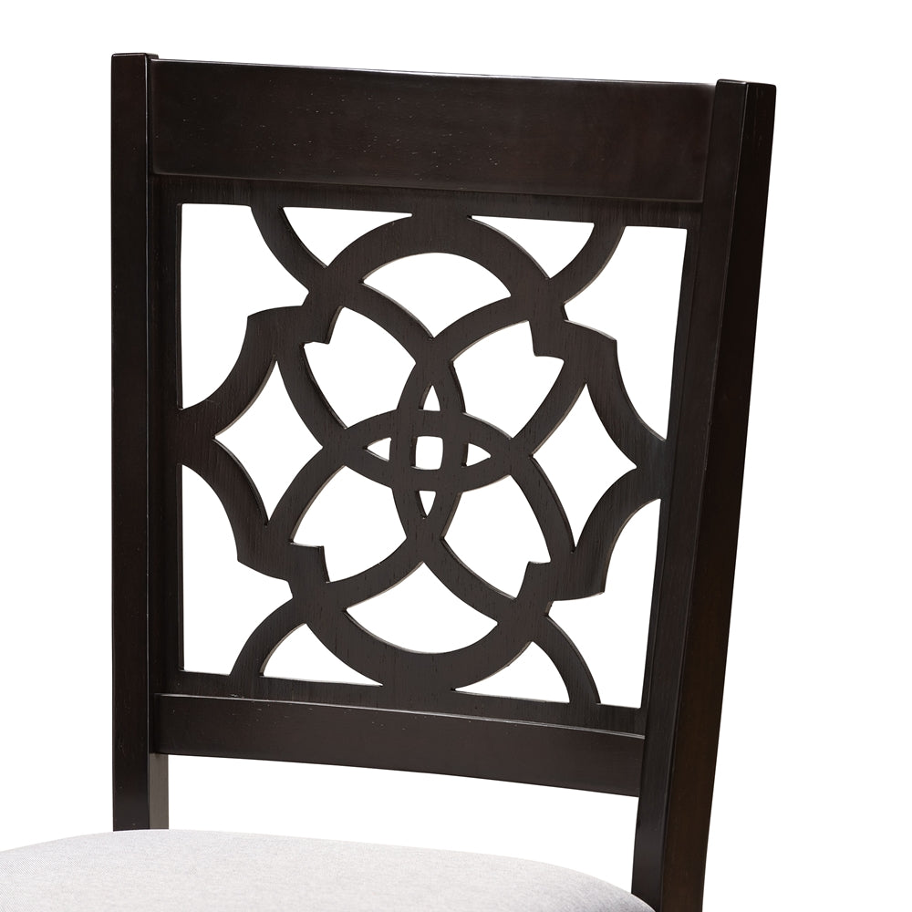 Alma Modern and Contemporary Grey Fabric Upholstered and Dark Brown Finished Wood 5-Piece Dining Set