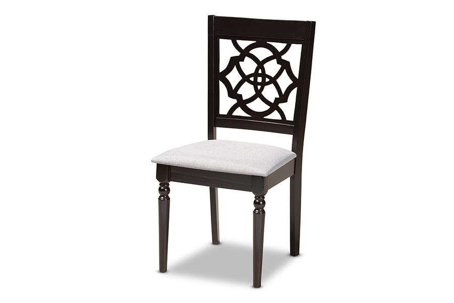 Renaud Modern and Contemporary Grey Fabric Upholstered Espresso Brown Finished Wood Dining Chair Set of 4