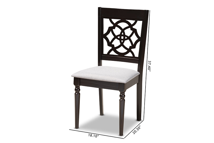 Renaud Modern and Contemporary Grey Fabric Upholstered Espresso Brown Finished Wood Dining Chair Set of 4