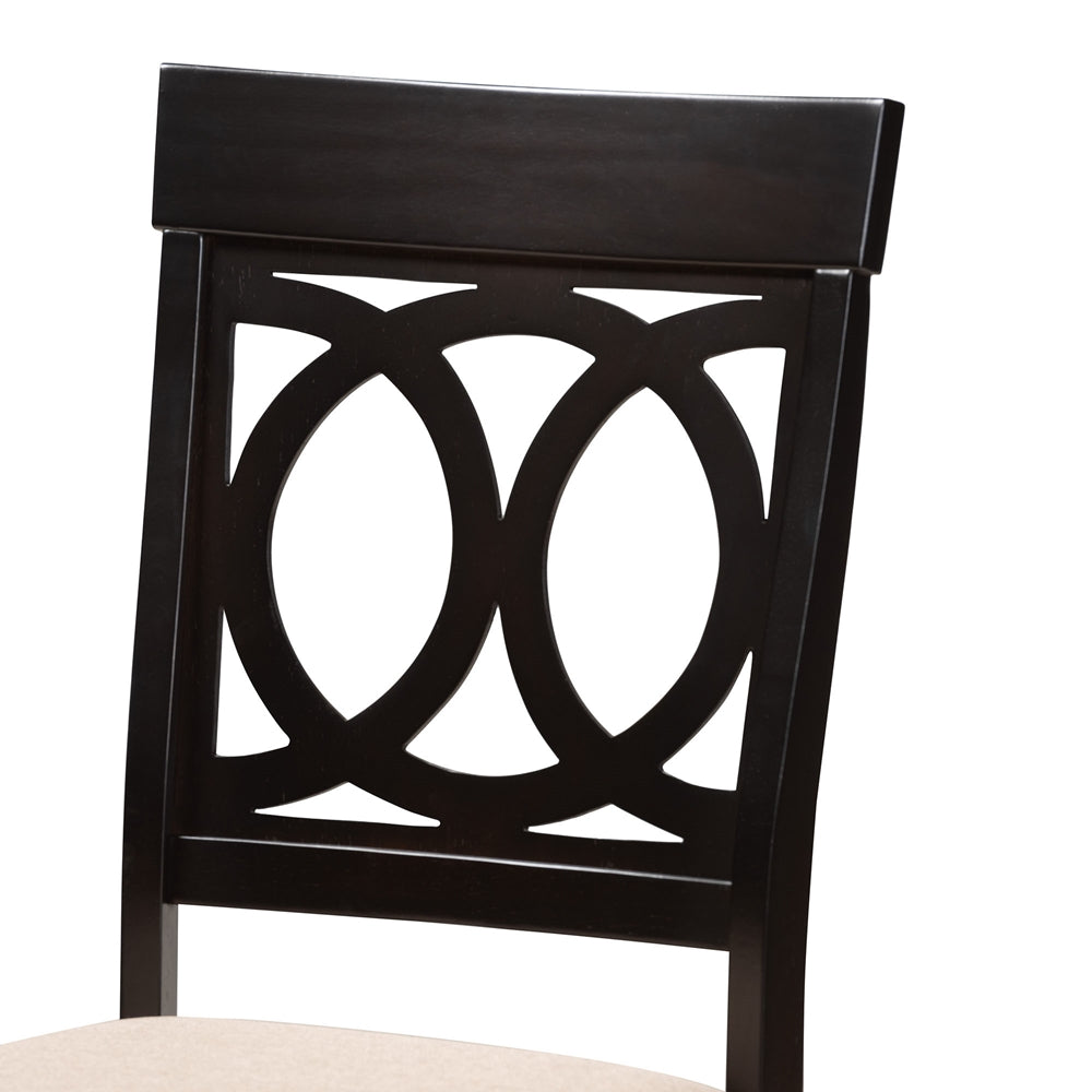 Jessie Modern Sand Fabric and Dark Brown Finished Wood 5-Piece Dining Set