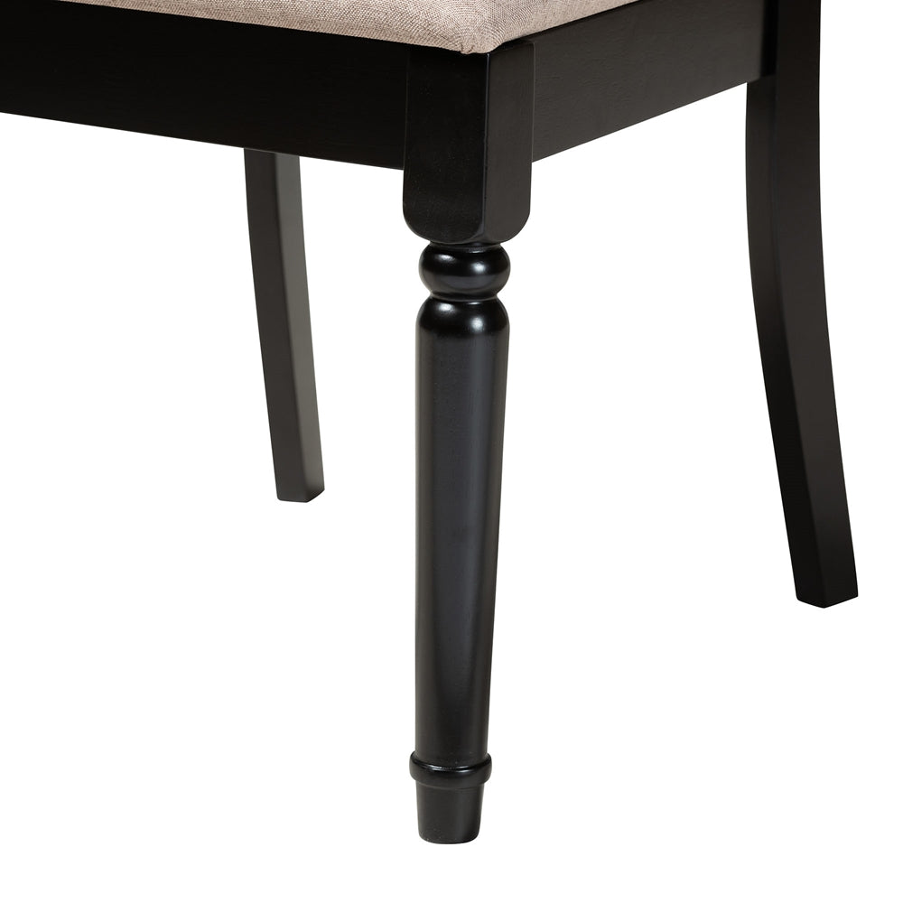 Jessie Modern Sand Fabric and Dark Brown Finished Wood 5-Piece Dining Set