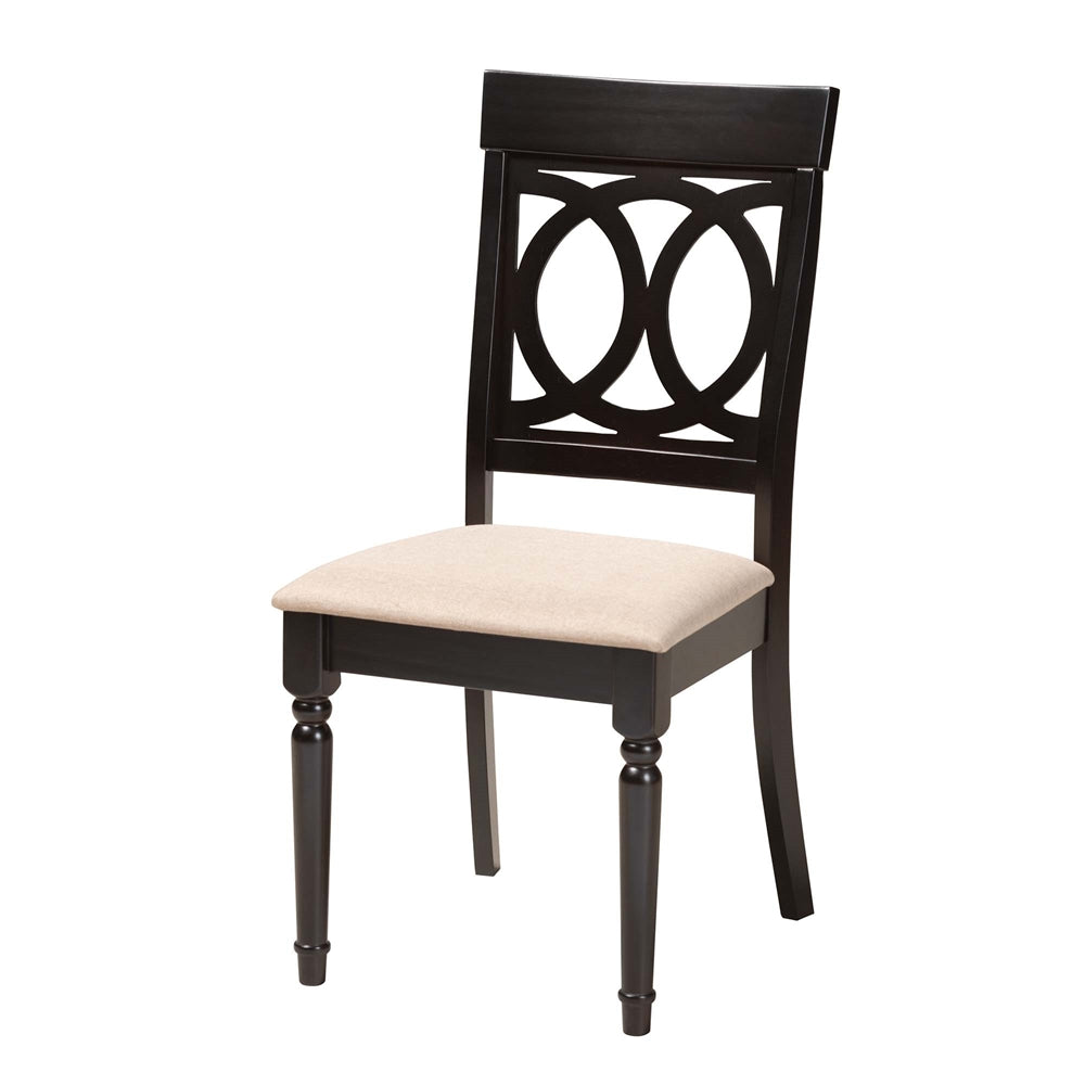 Estelle Modern Beige Fabric and Dark Brown Finished Wood 5-Piece Dining Set