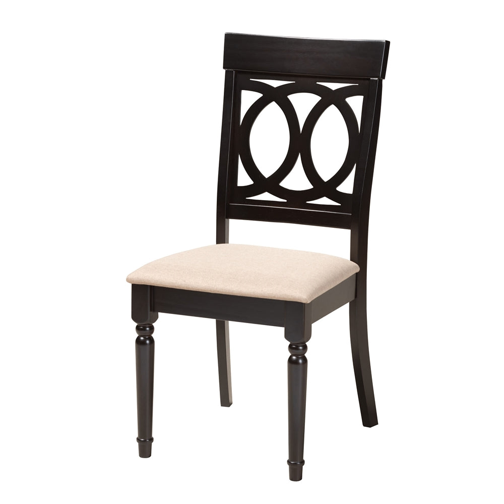 Velia Modern Sand Fabric and Dark Brown Finished Wood 5-Piece Dining Set