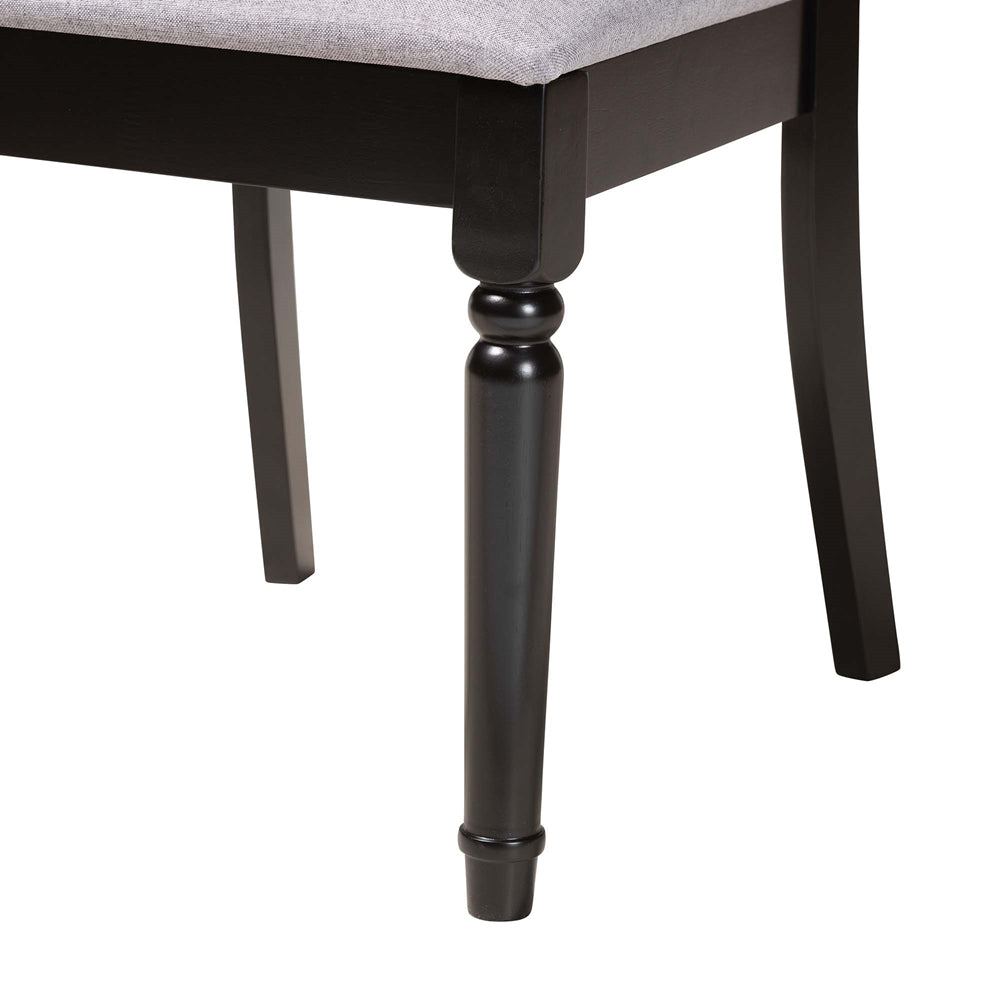 Estelle Modern Grey Fabric and Dark Brown Finished Wood 5-Piece Dining Set