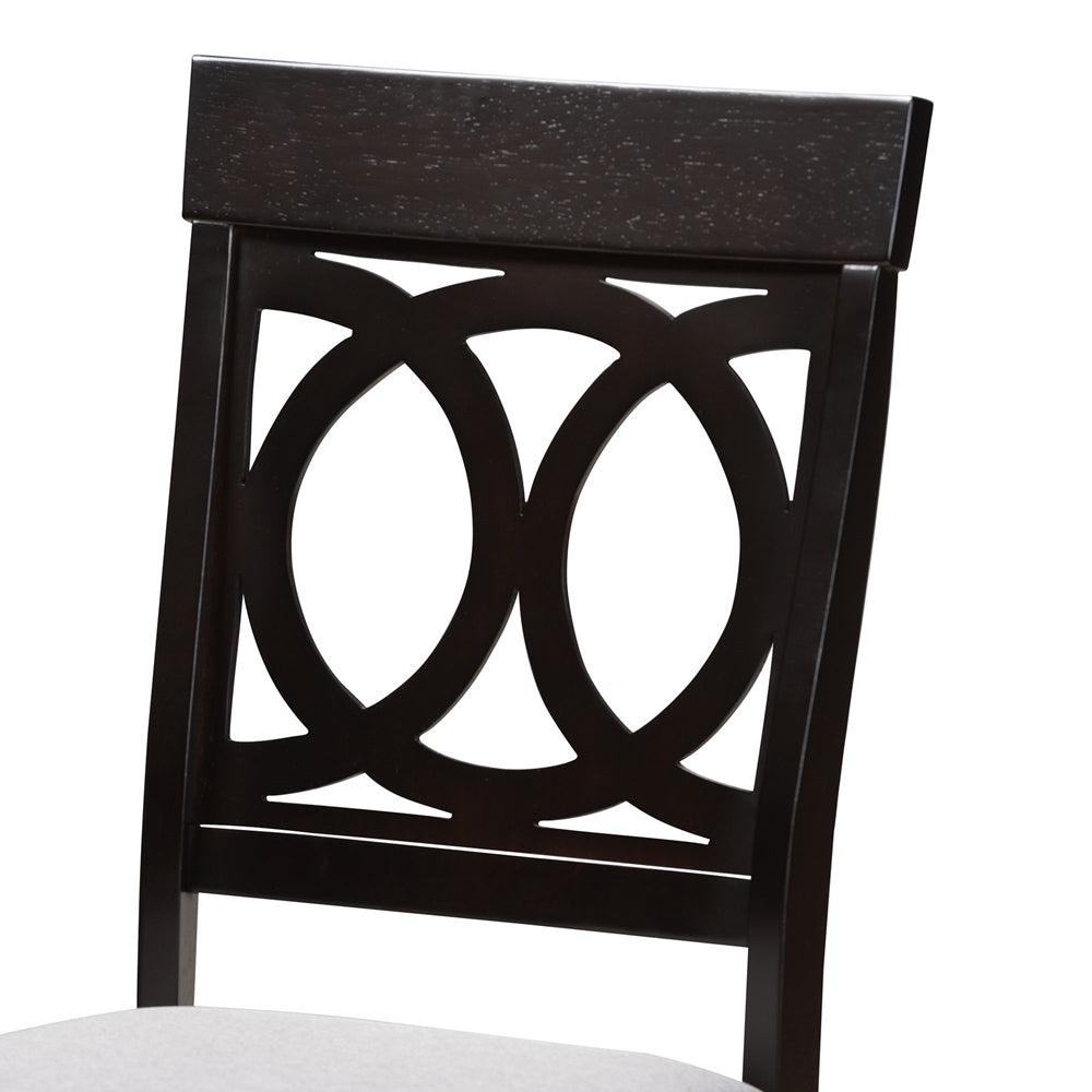 Velia Modern Grey Fabric and Dark Brown Finished Wood 5-Piece Dining Set