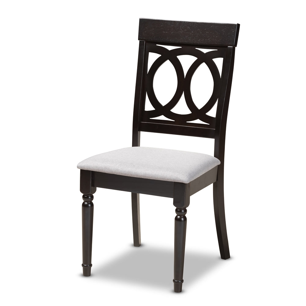 Lucie Modern and Contemporary Grey Fabric Upholstered Espresso Brown Finished 5-Piece Wood Dining Set