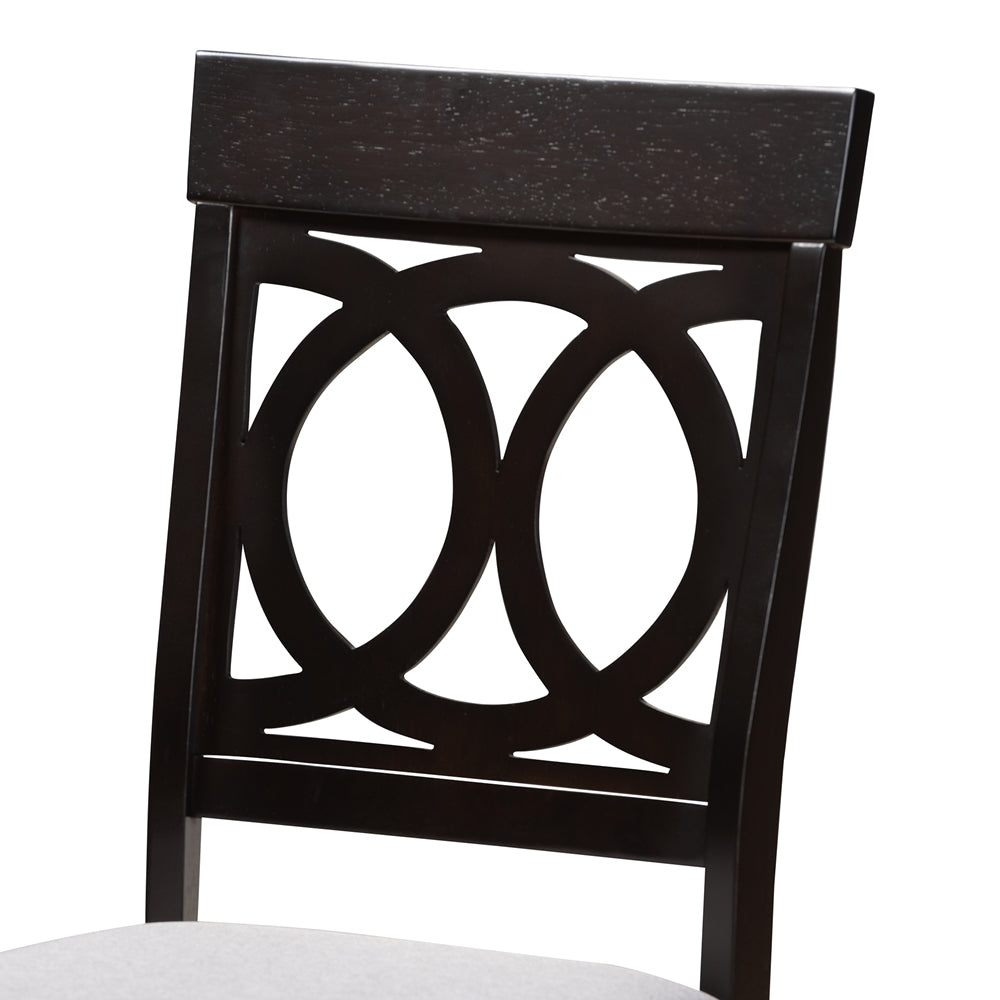 Lucie Modern and Contemporary Grey Fabric Upholstered Espresso Brown Finished 5-Piece Wood Dining Set