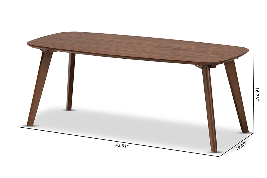 Dahlia Mid-Century Modern Walnut Finished Coffee Table