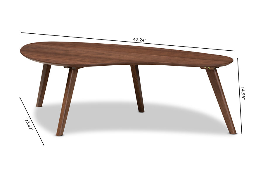 Scarlette Mid-Century Modern Walnut Finished Coffee Table