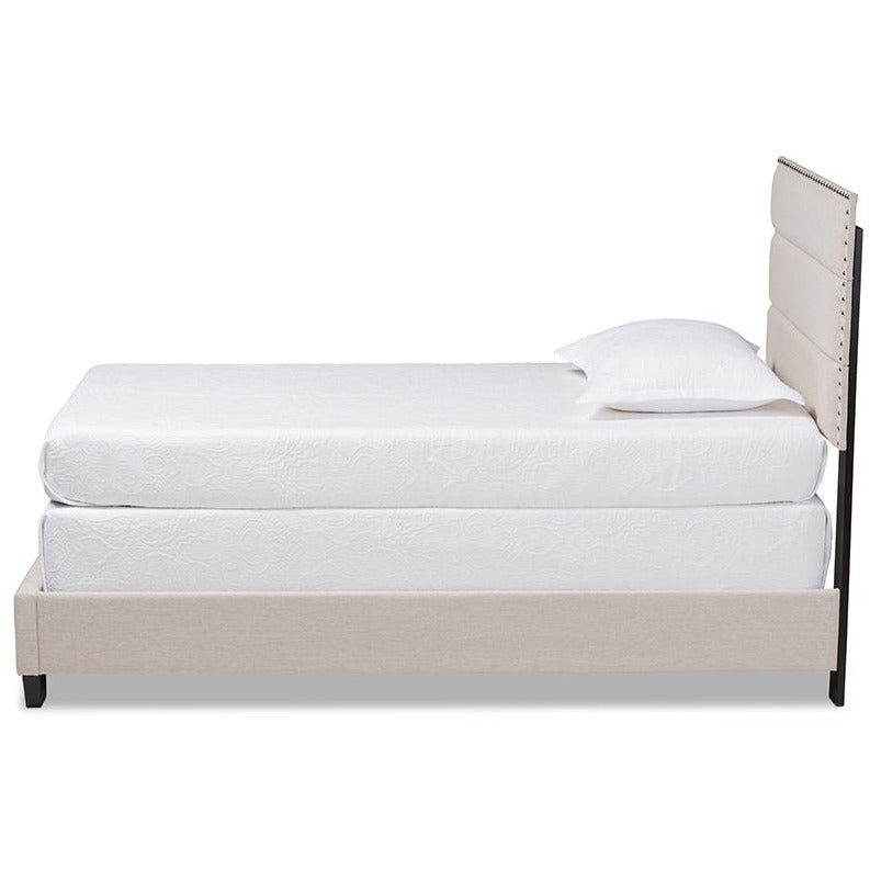 Ansa Beige Fabric Upholstered Twin Size Bed