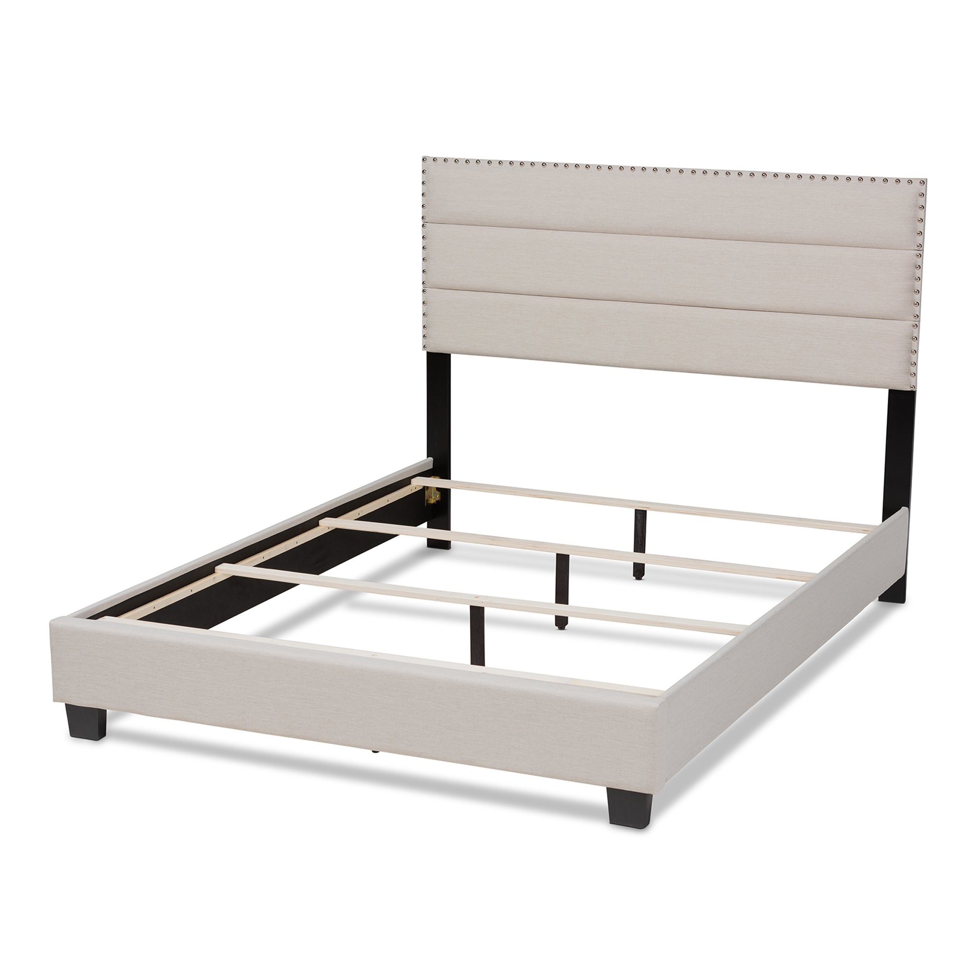Ansa Modern and Contemporary Beige Fabric Upholstered Queen Size Bed