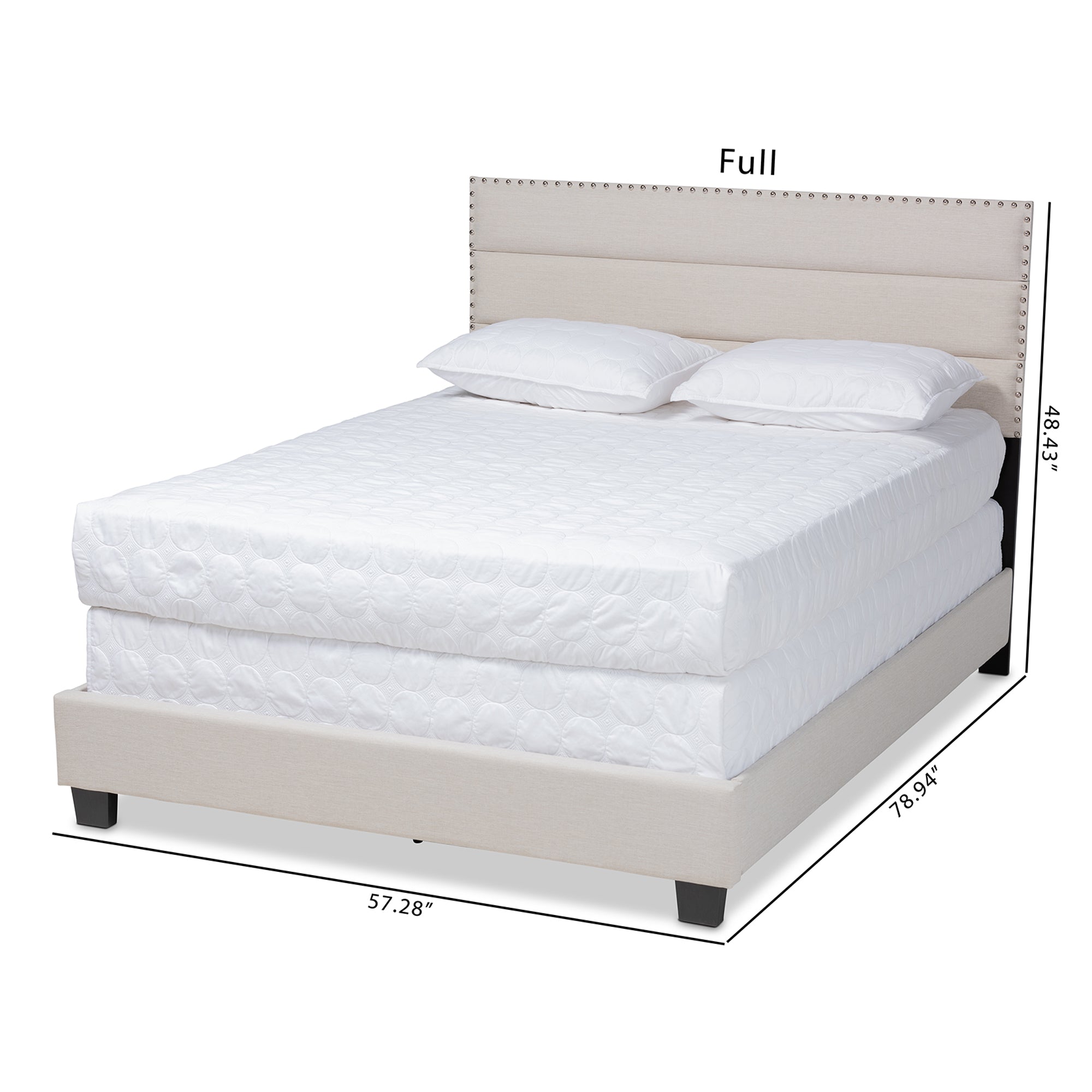 Ansa Modern and Contemporary Beige Fabric Upholstered Full Size Bed