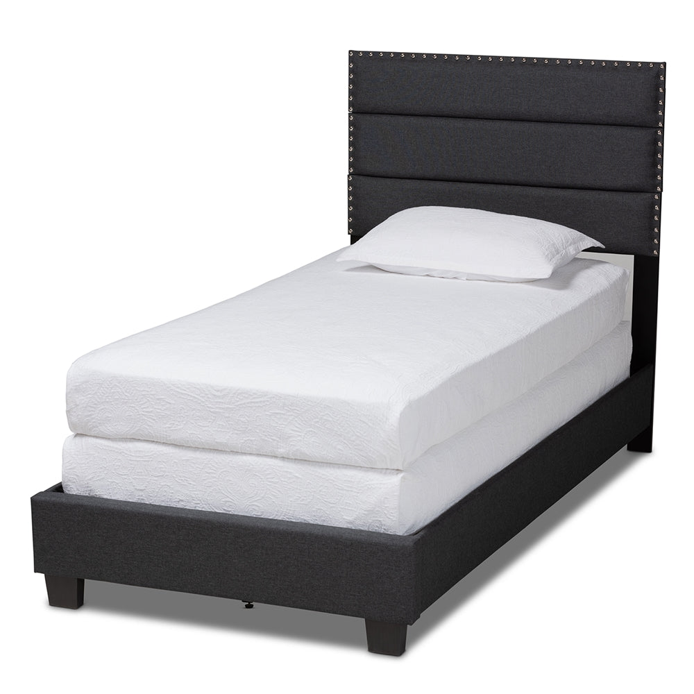 Ansa Beige Fabric Upholstered Twin Size Bed