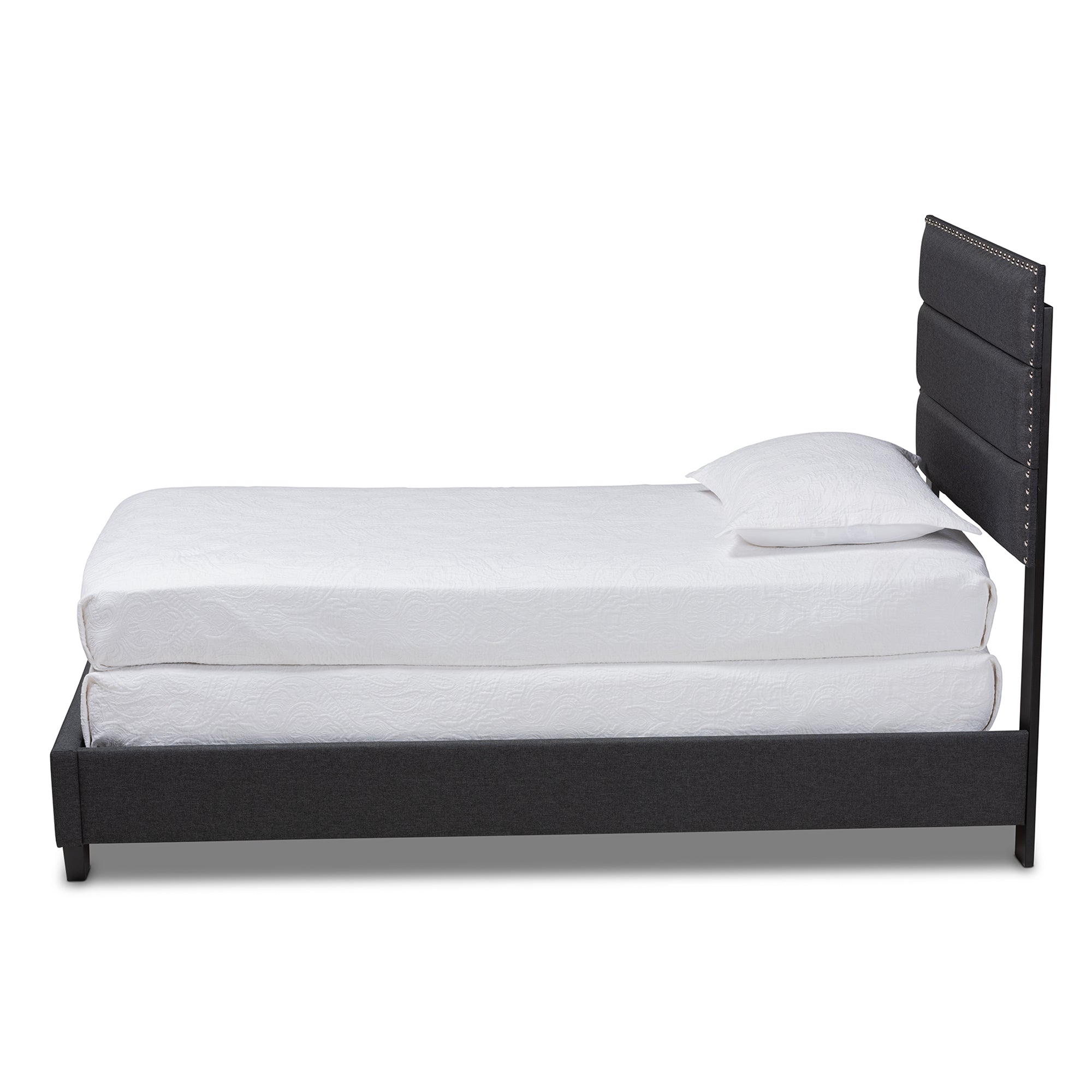 Ansa Modern and Contemporary Dark Grey Fabric Upholstered Twin Size Bed
