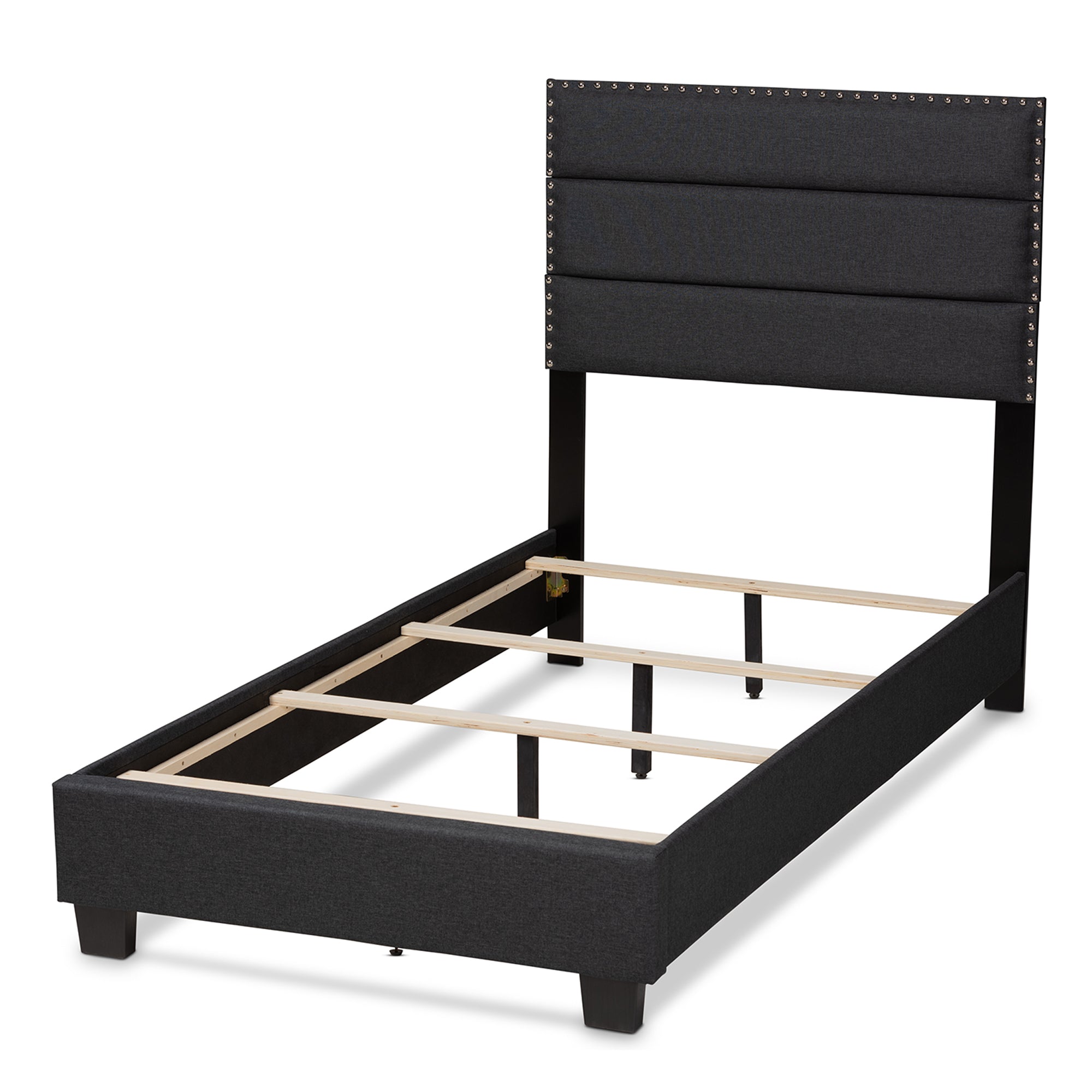 Ansa Modern and Contemporary Dark Grey Fabric Upholstered Twin Size Bed