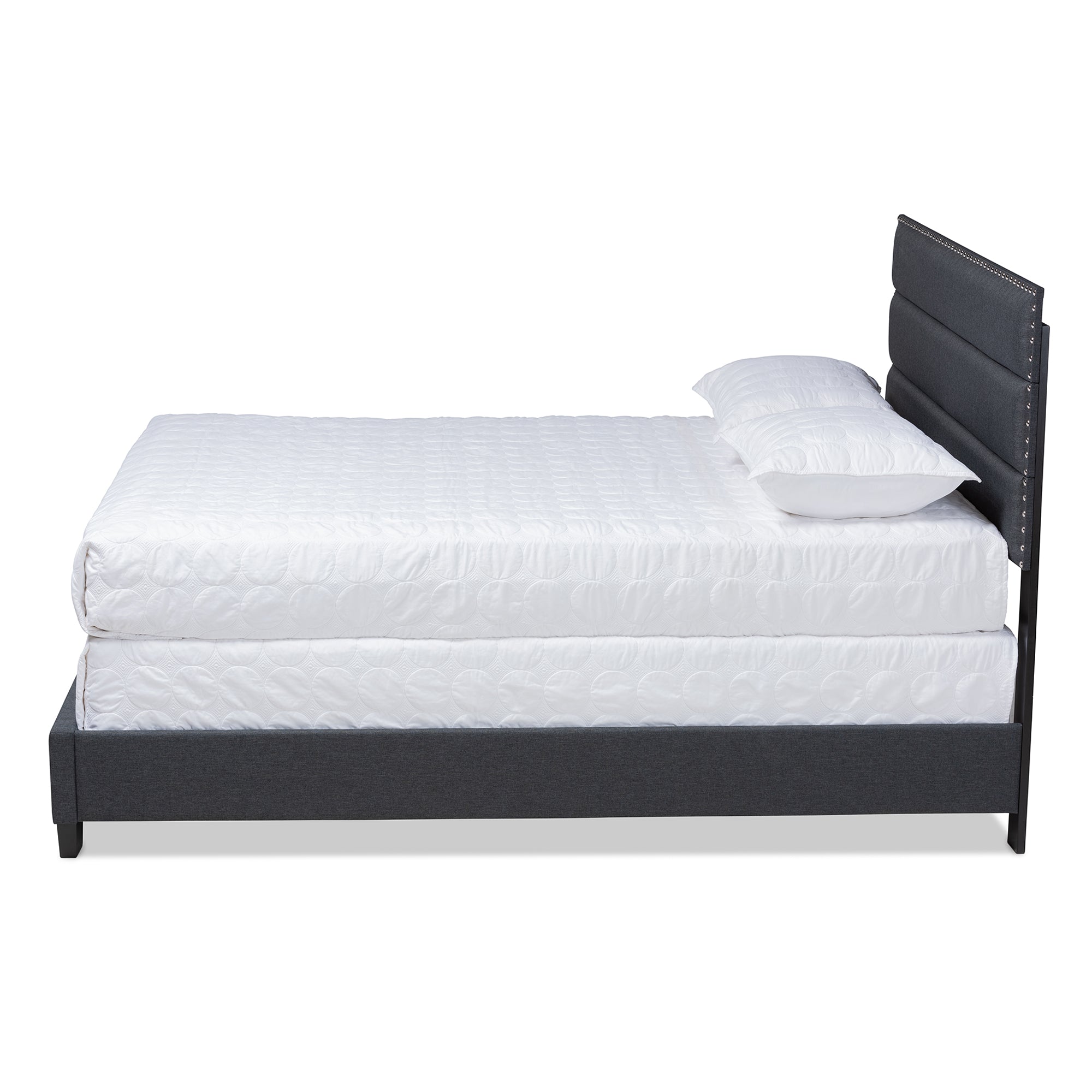 Ansa Modern and Contemporary Dark Grey Fabric Upholstered Queen Size Bed