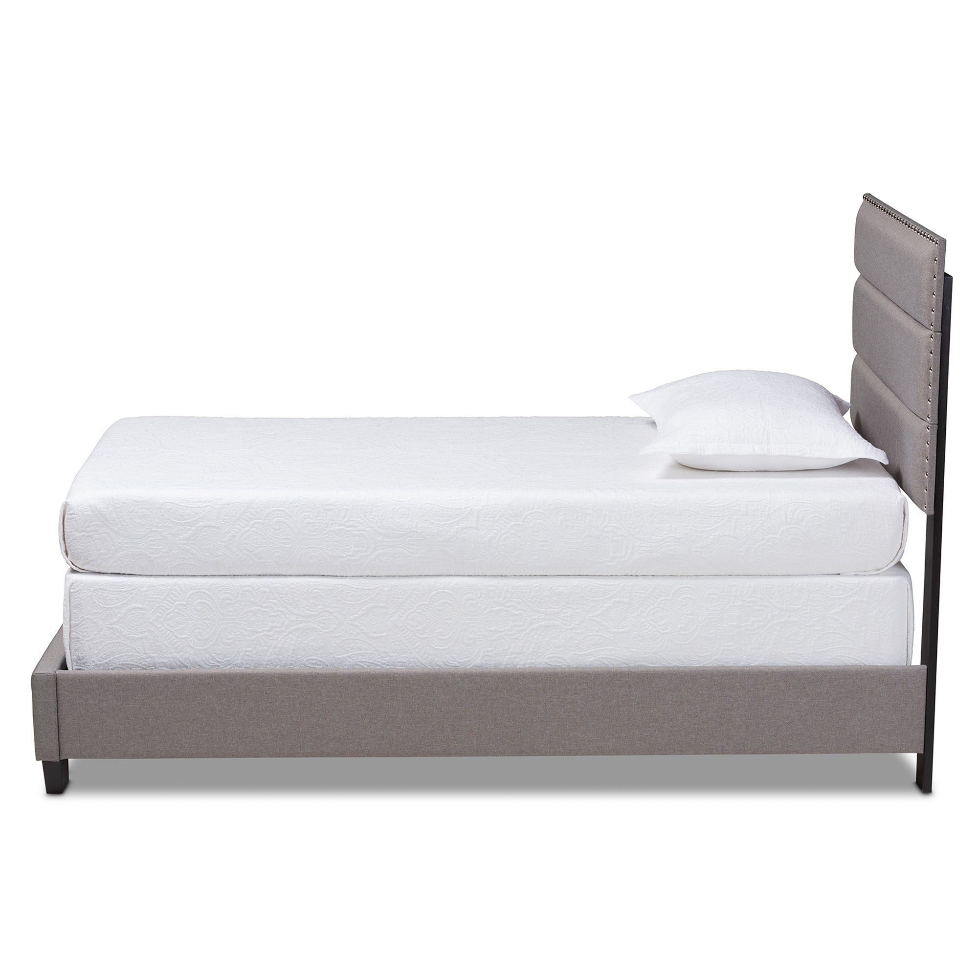 Ansa Modern and Contemporary Grey Fabric Upholstered Twin Size Bed