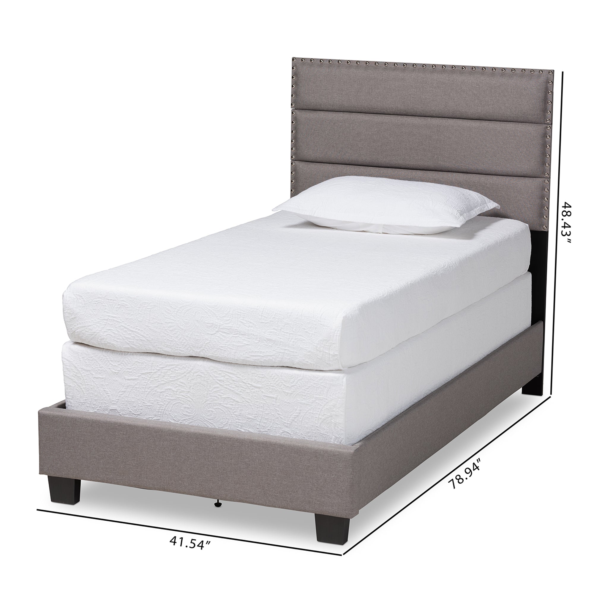 Ansa Modern and Contemporary Grey Fabric Upholstered Twin Size Bed