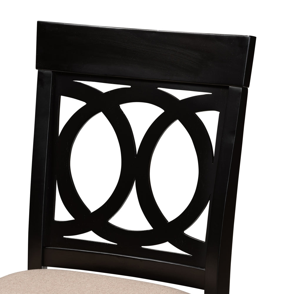 Verina Modern and Contemporary Sand Fabric Upholstered Espresso Brown Finished 2-Piece Wood Counter Stool Set of 4