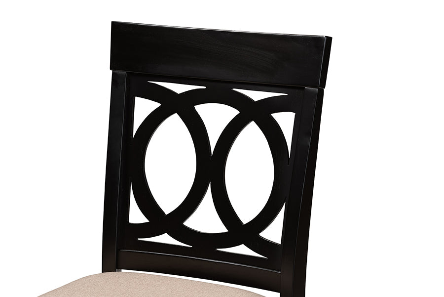 Verina Modern and Contemporary Sand Fabric Upholstered Espresso Brown Finished 5-Piece Wood Pub Set