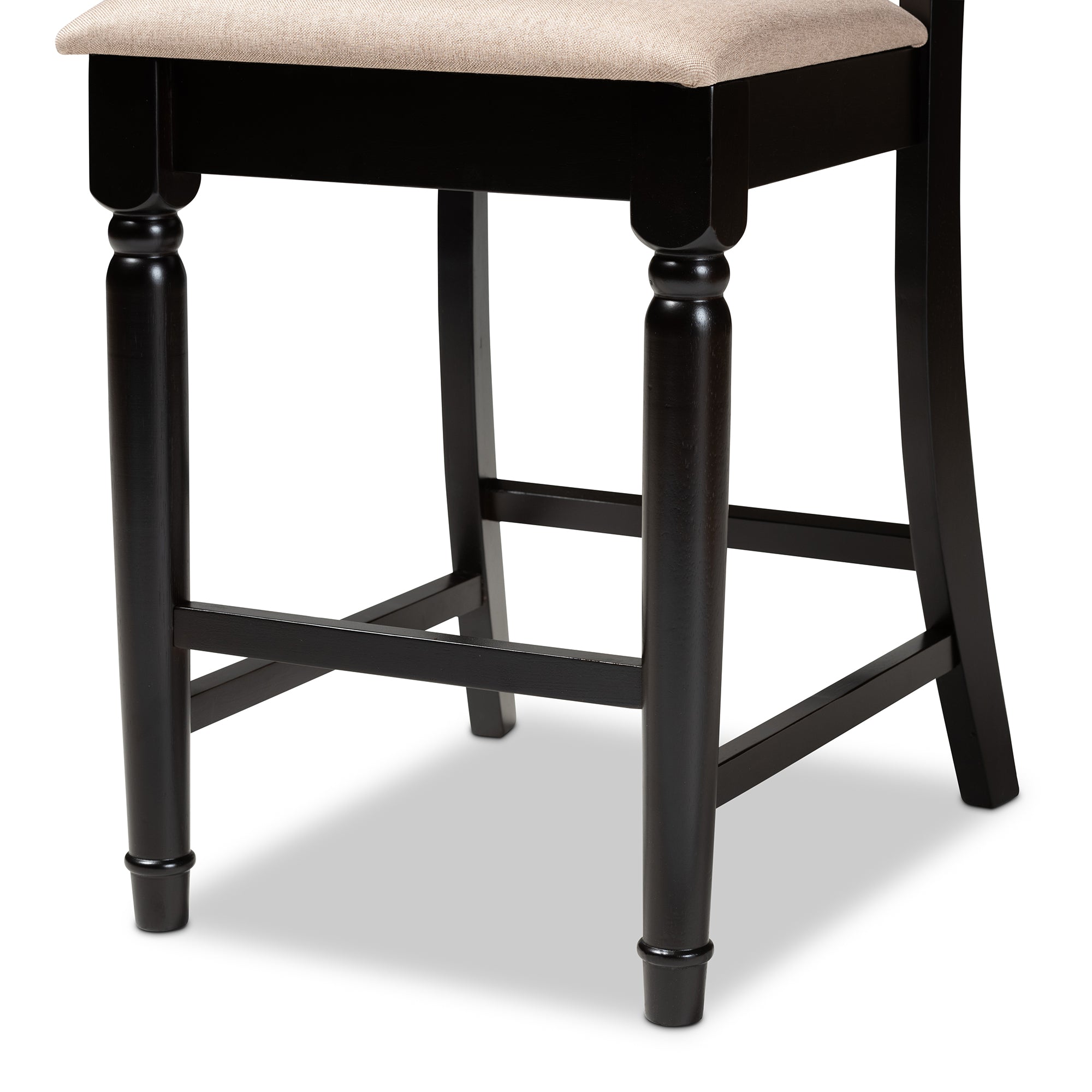 Verina Modern and Contemporary Sand Fabric Upholstered Espresso Brown Finished 5-Piece Wood Pub Set