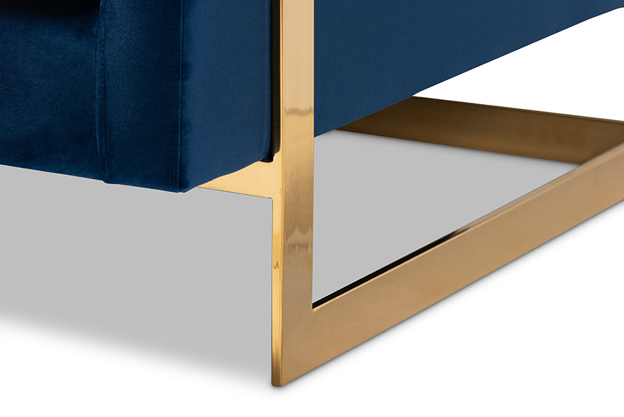Matteo and Royal Blue Velvet Fabric Upholstered Gold Finished Armchair