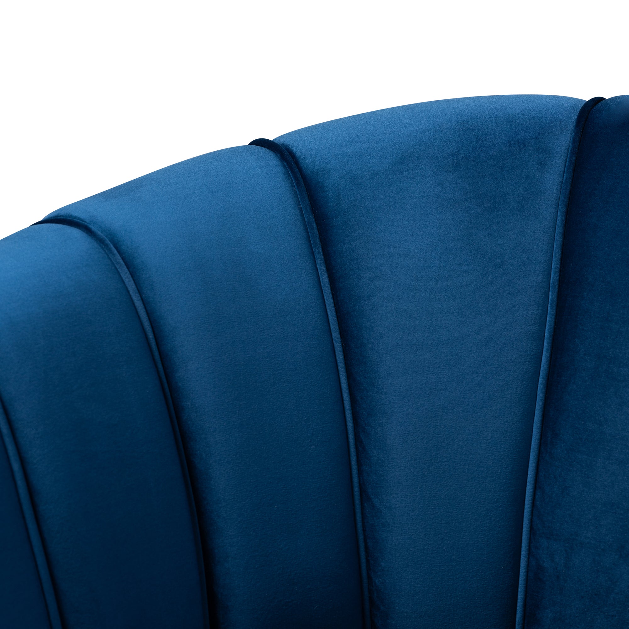 Emeline and Navy Blue Velvet Fabric Upholstered Brushed Gold Finished Accent Chair