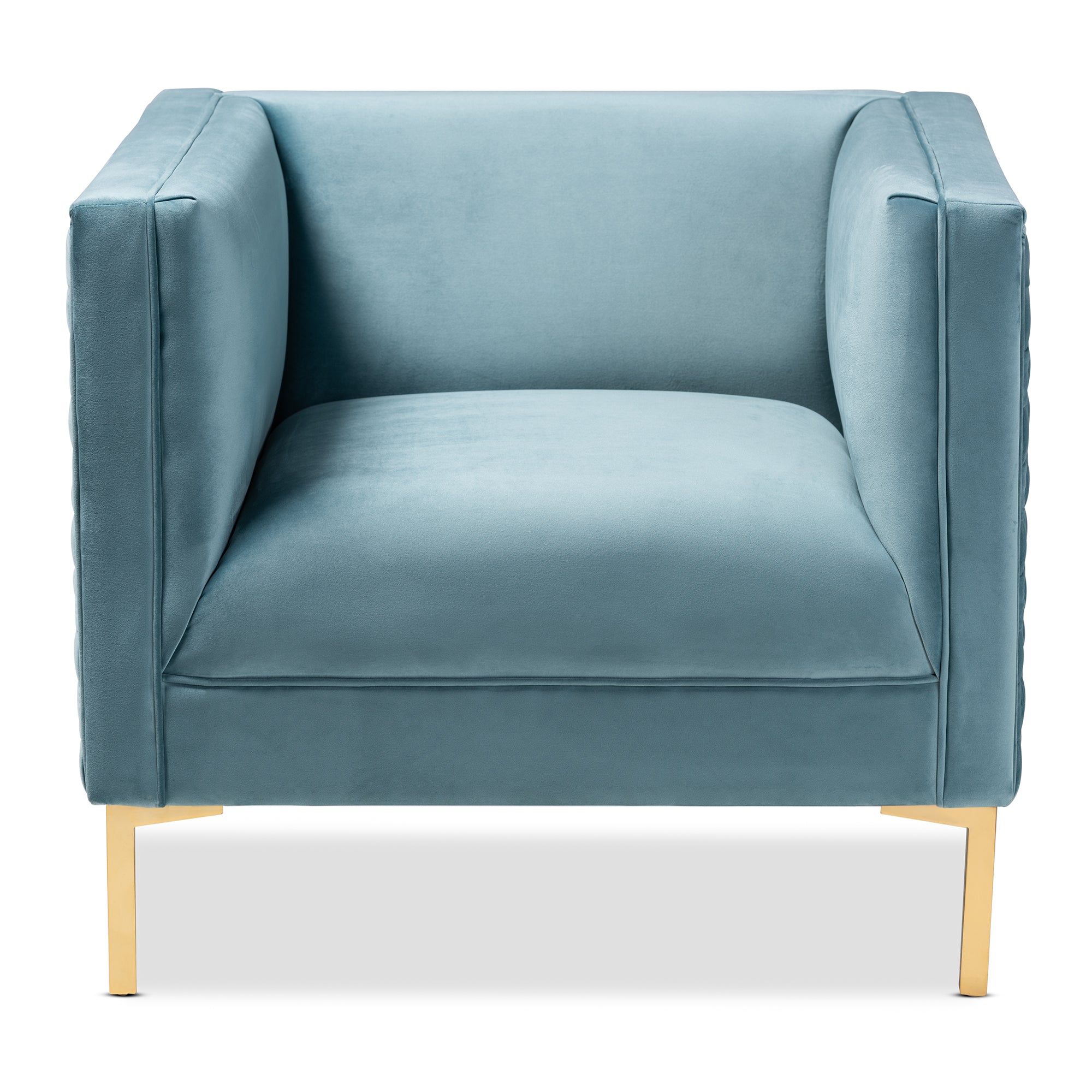 Seraphin and Light Blue Velvet Fabric Upholstered Gold Finished Armchair