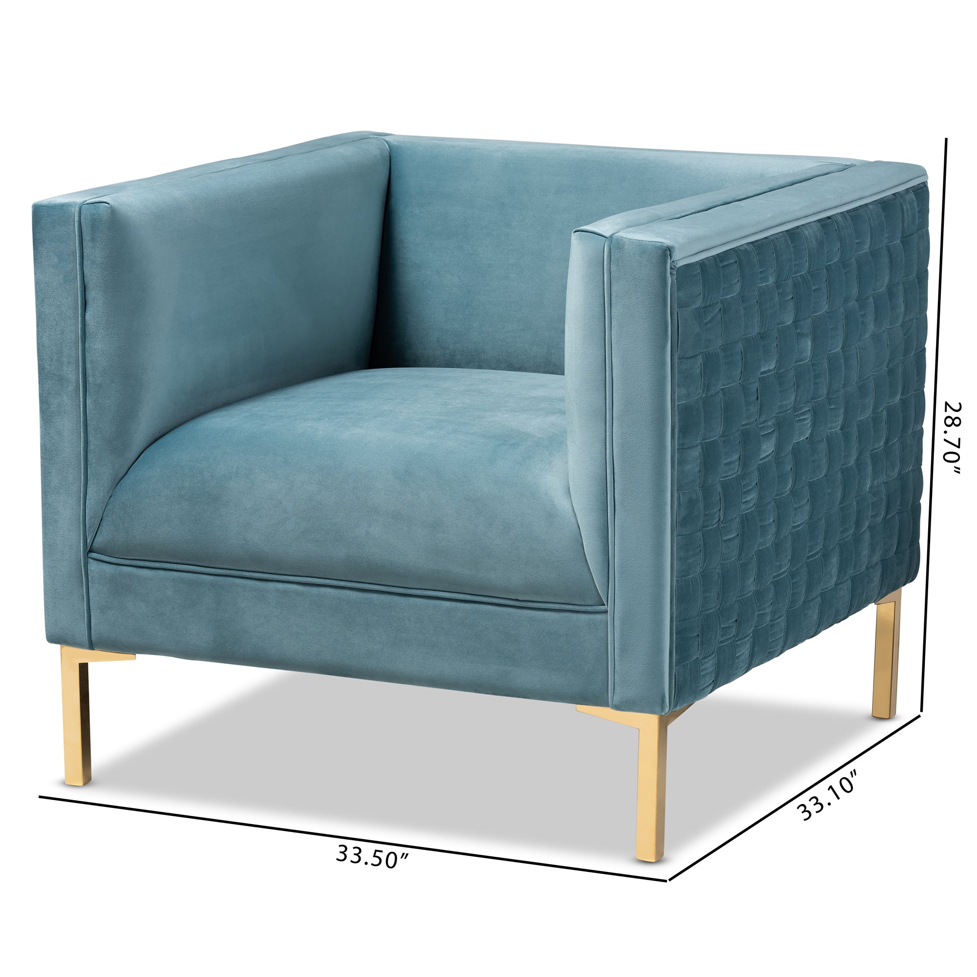 Seraphin and Light Blue Velvet Fabric Upholstered Gold Finished Armchair