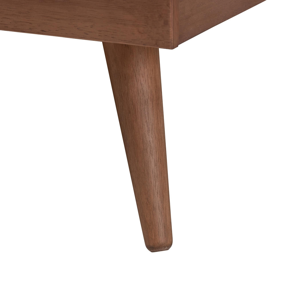 Harding Queen Rubberwood Mid-Century Bedroom Set – 5-Piece Platform Set with Storage