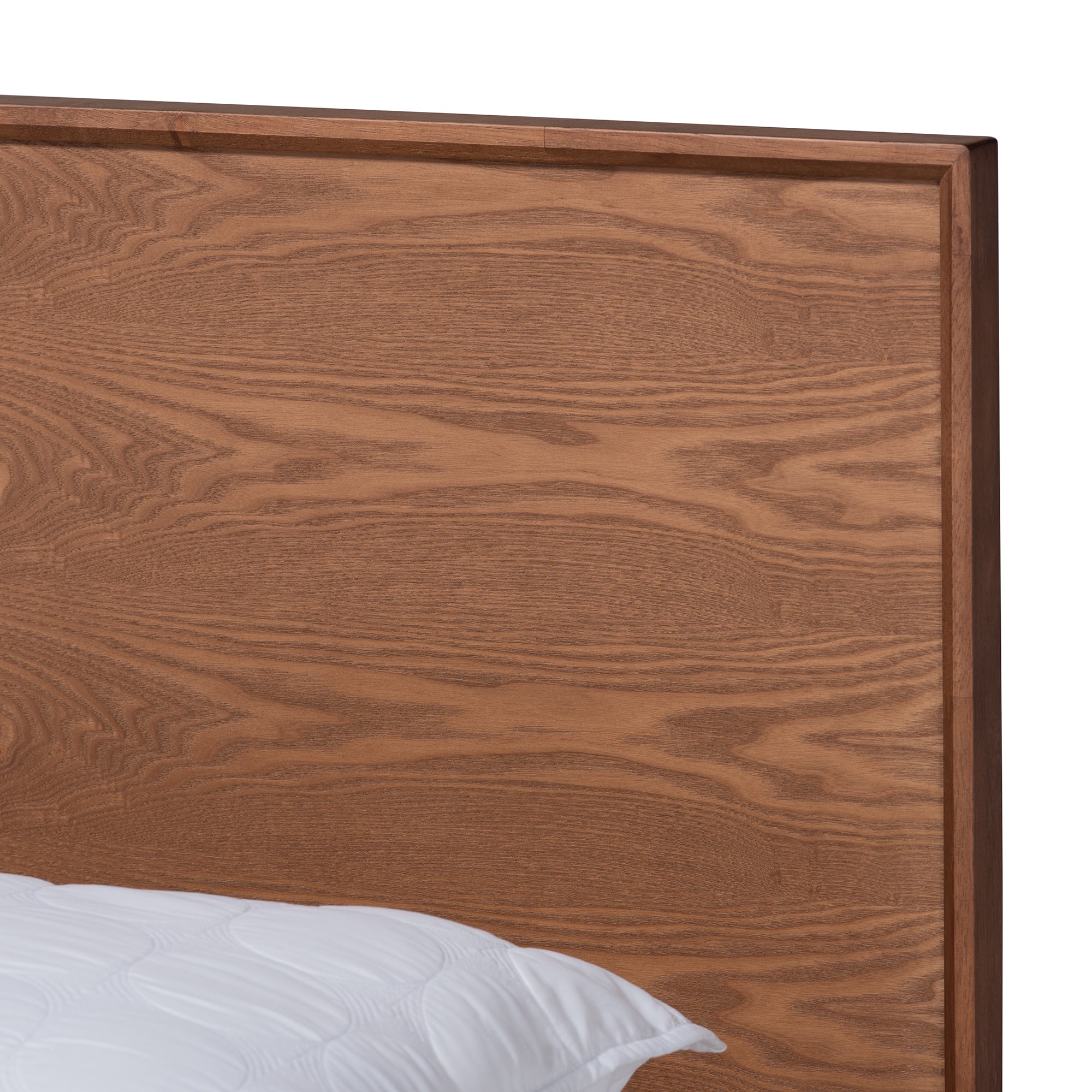 Karine Mid-Century Modern Walnut Brown Finished Wood Full Size Platform Bed