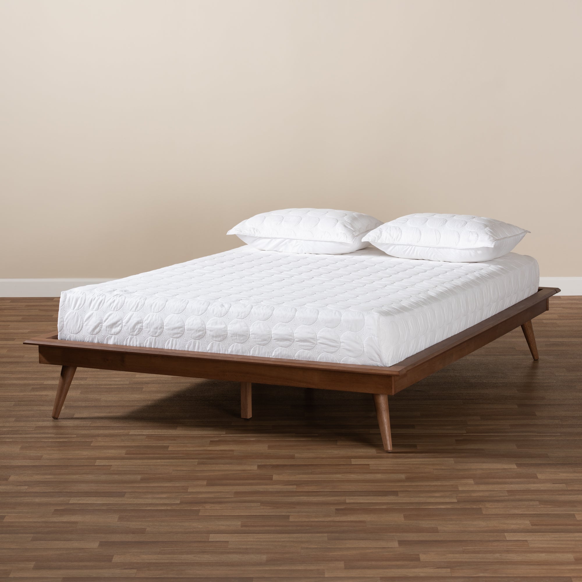 Karine Walnut Brown Finished Wood Queen Size Platform Bed Frame