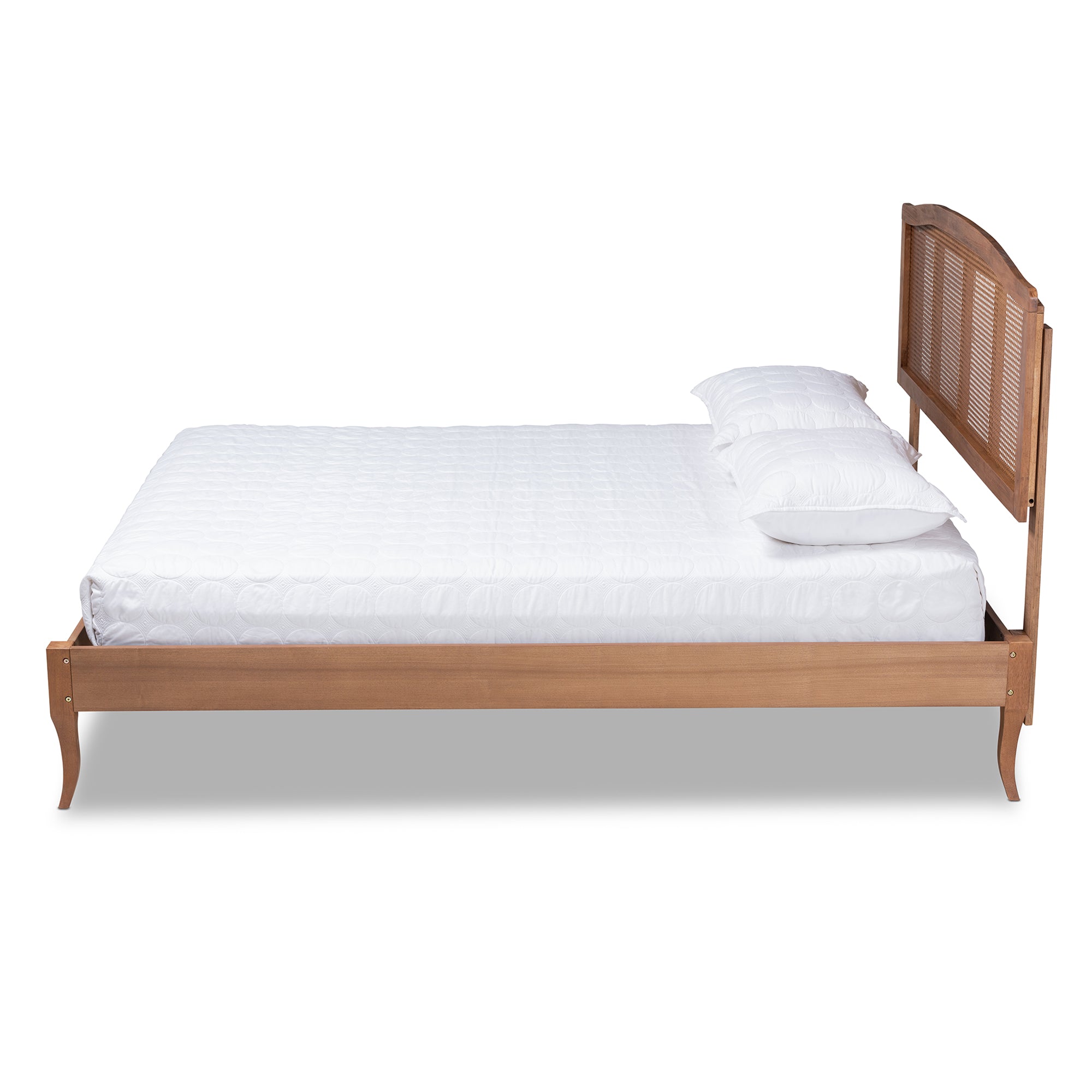 Marieke Vintage Inspired Ash Wanut Wood and Synthetic Rattan King Size Bed