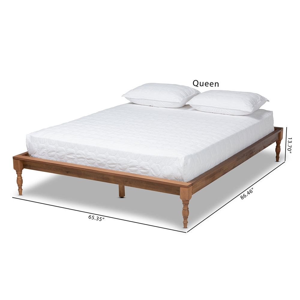 Romy Vintage Inspired Ash Wanut Finished Queen Size Wood Bed Frame