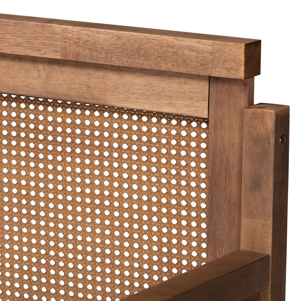 Toveli Vintage French Inspired Ash Wanut Wood And Synthetic Rattan Daybed