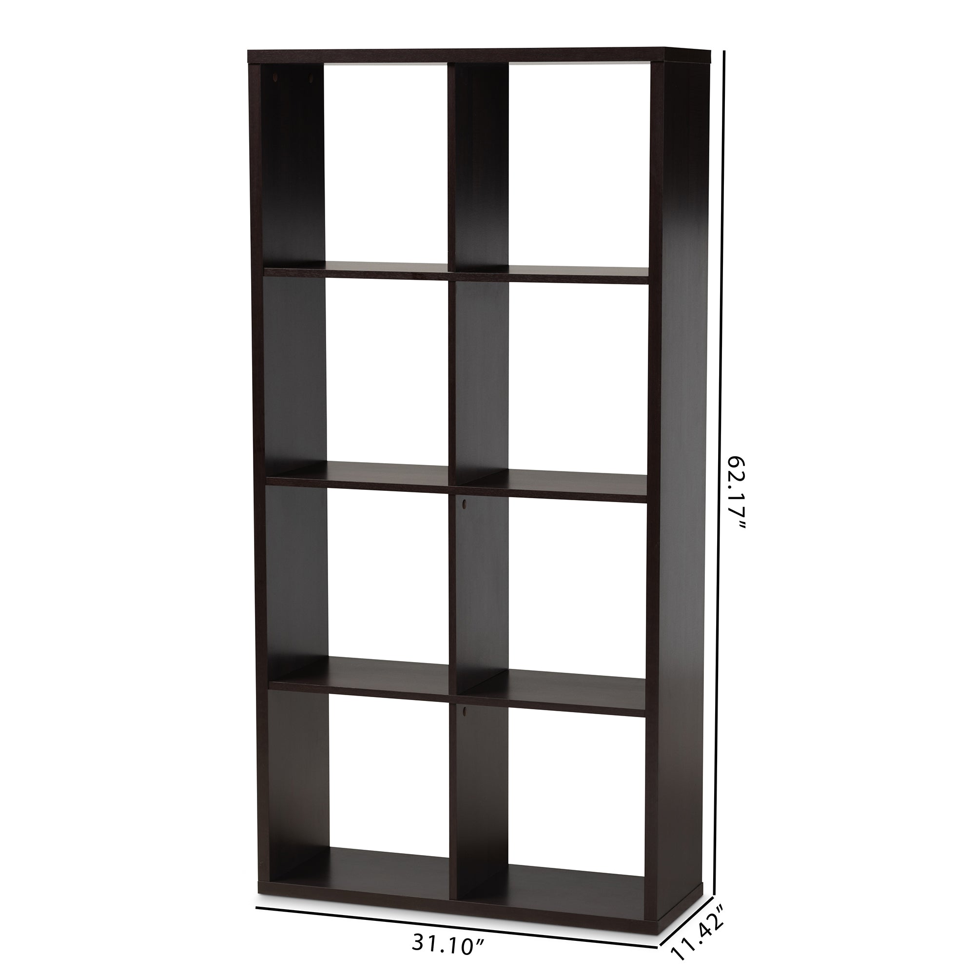 Janne Modern and Contemporary Dark Brown Finished 8-Cube Multipurpose Storage Shelf