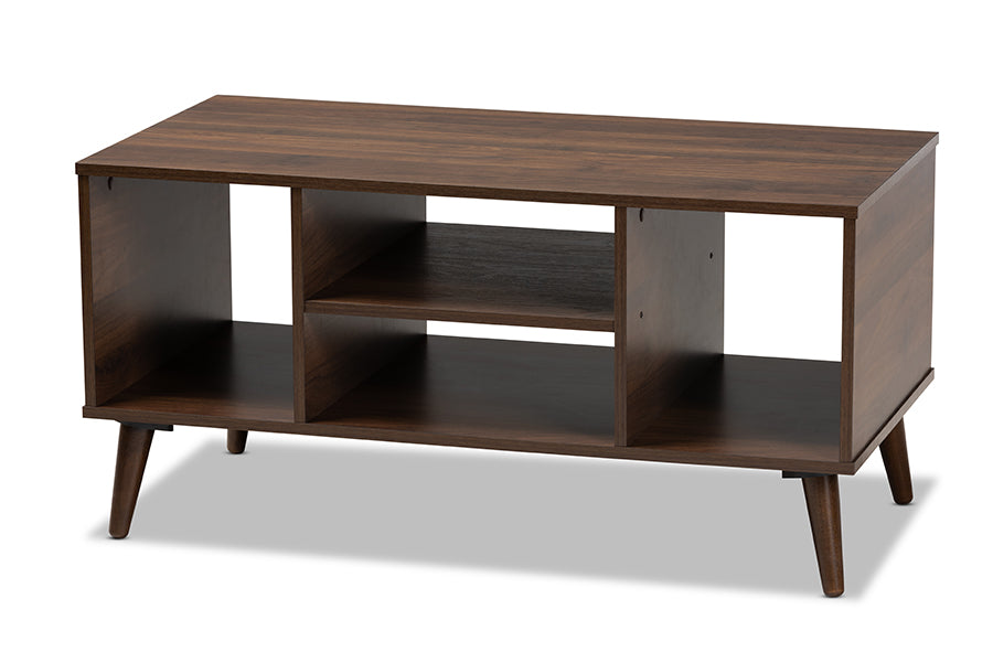 Linas Mid-Century Modern Walnut Finished Coffee Table
