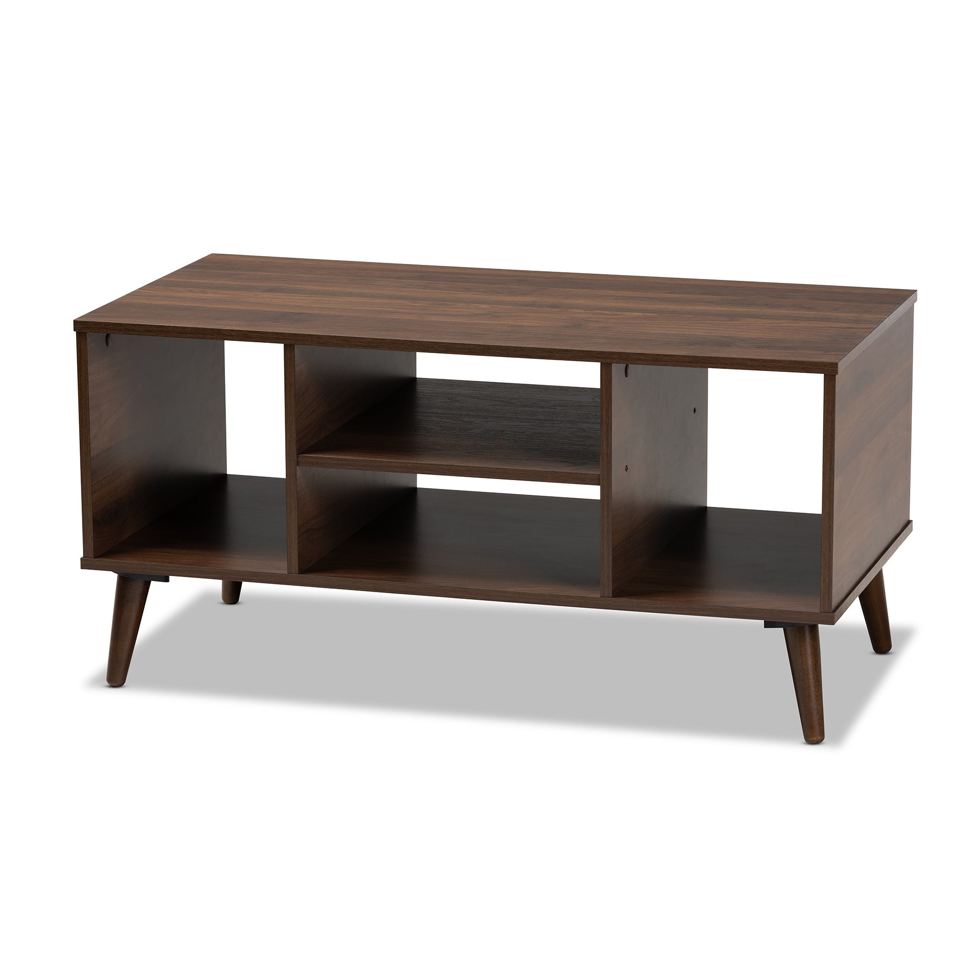 Linas Mid-Century Modern Walnut Finished Coffee Table