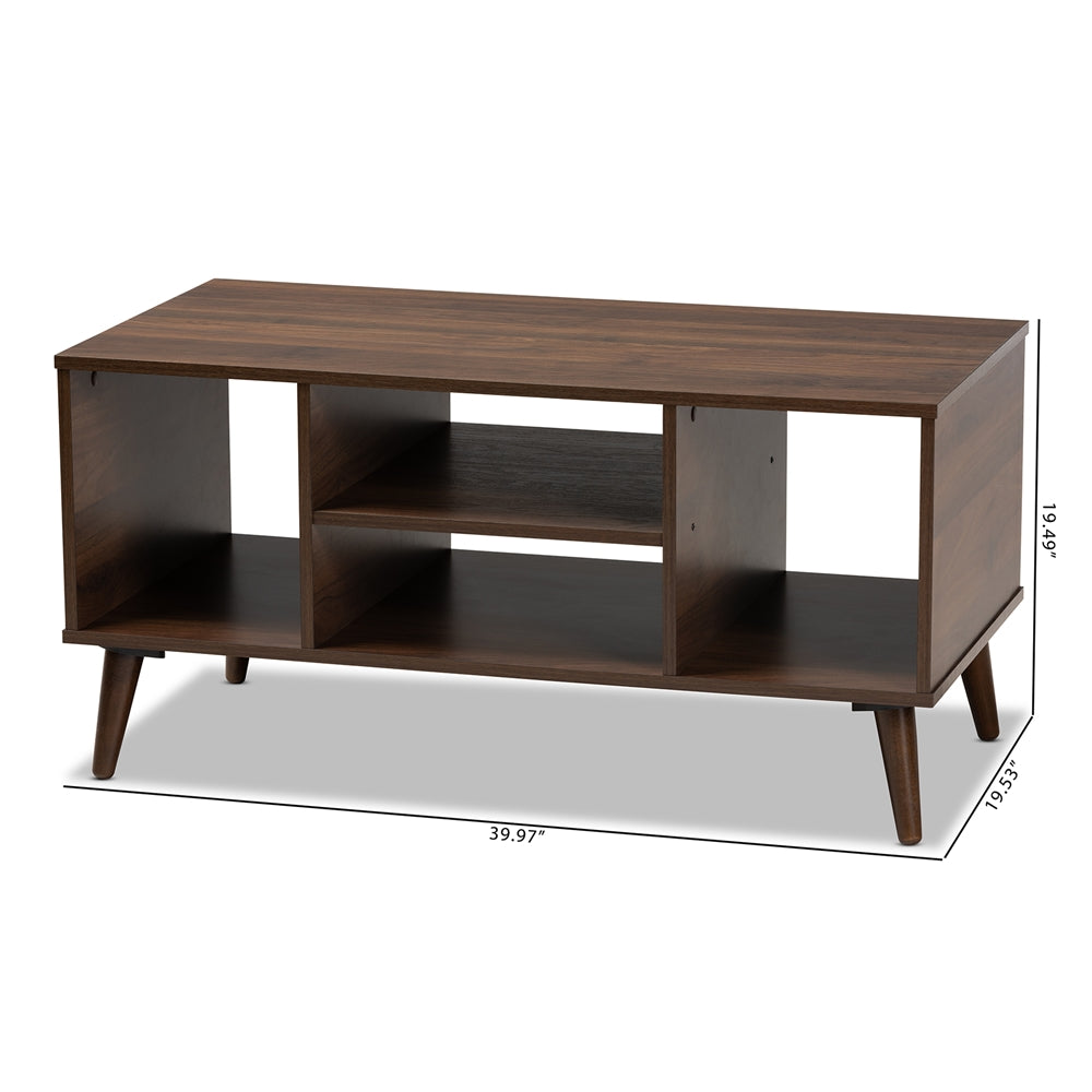 Linas Mid-Century Modern Walnut Finished Coffee Table